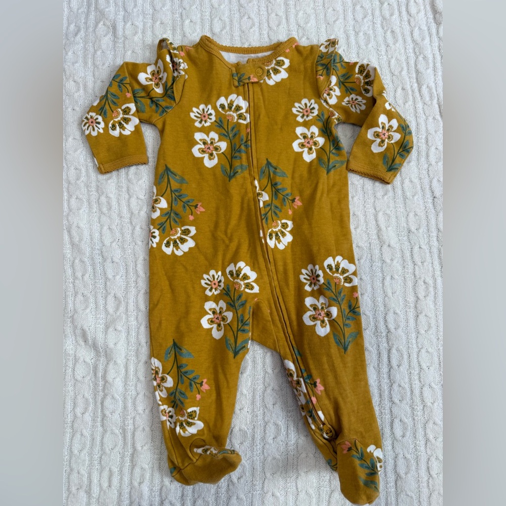 Carter's Mustard Floral Kids Footie